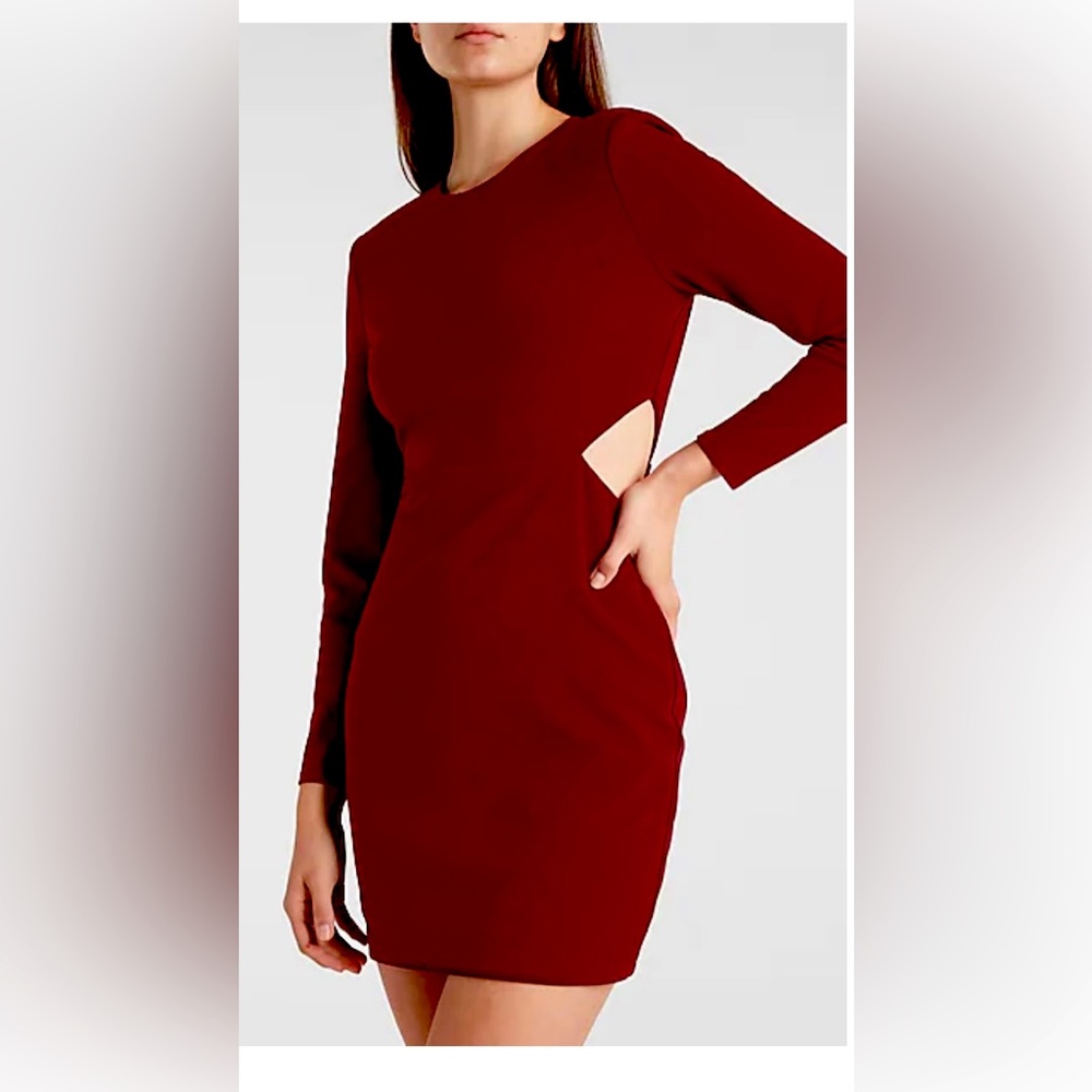 Express maroon long sleeve S mini dress